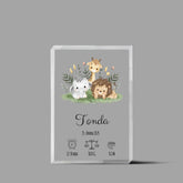 Narození dítěte s motivy zvířátek Akrylový blok